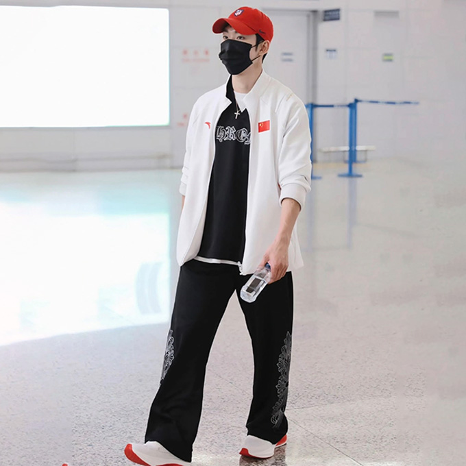 chrome hearts double layer mesh wide leg athletic trousers